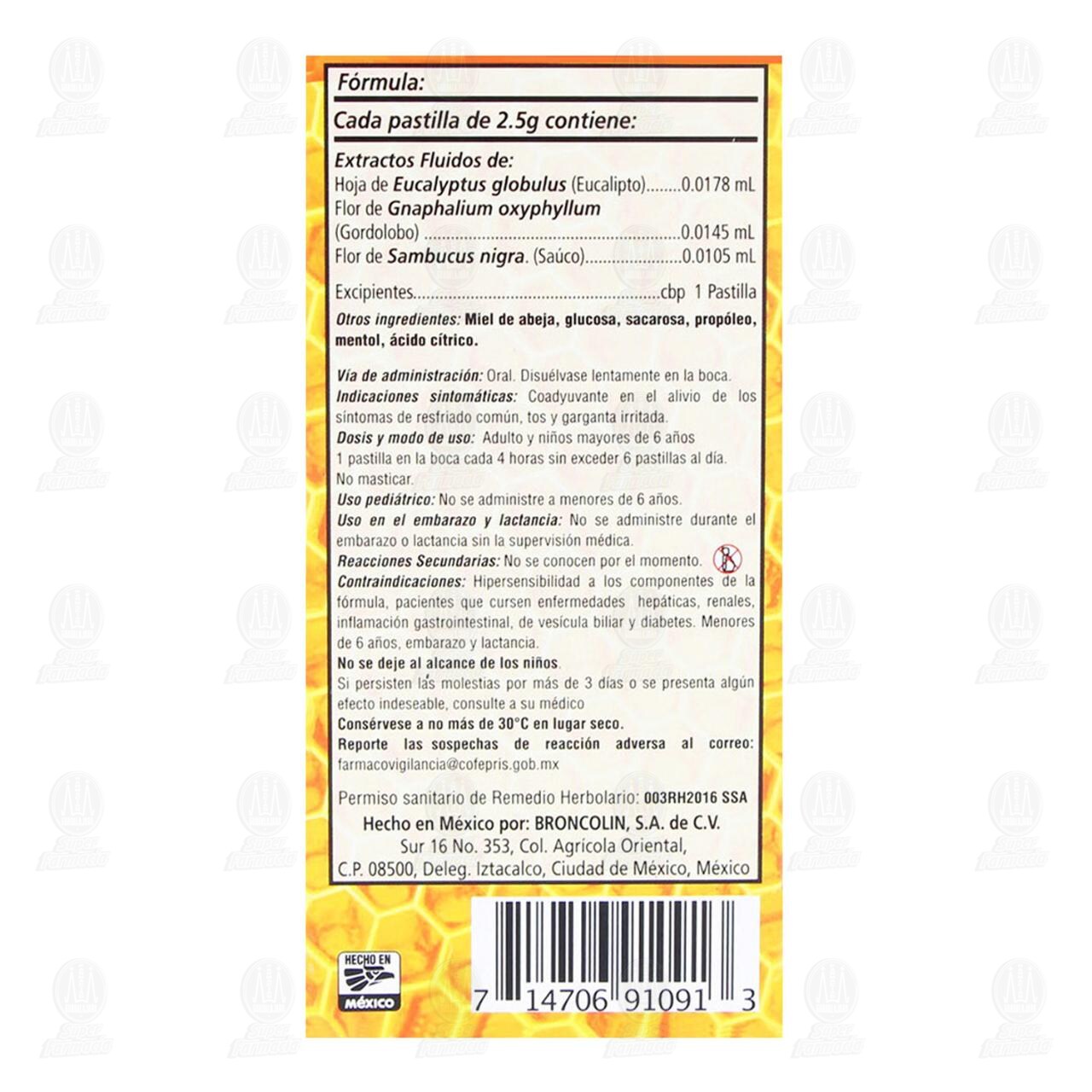 Broncolin Bicoestol Sabor Cereza, 16 Pastillas. image number 2