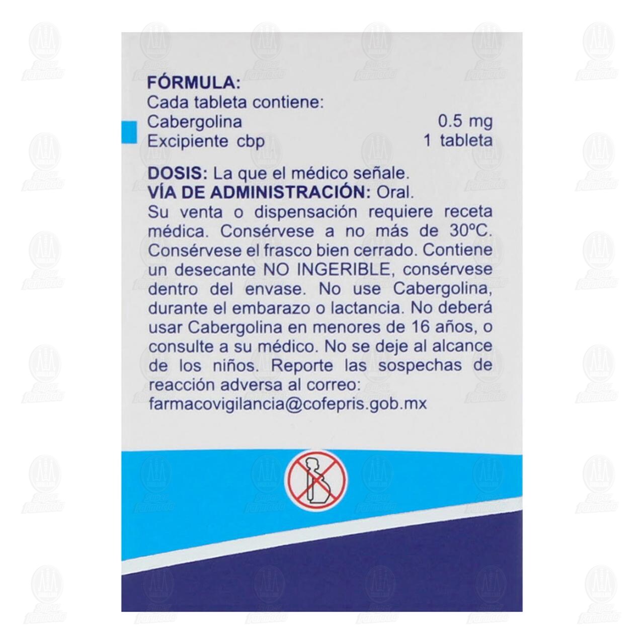 Cabergolina 0.5 mg, 8 Tabletas Pharmalife. image number 2