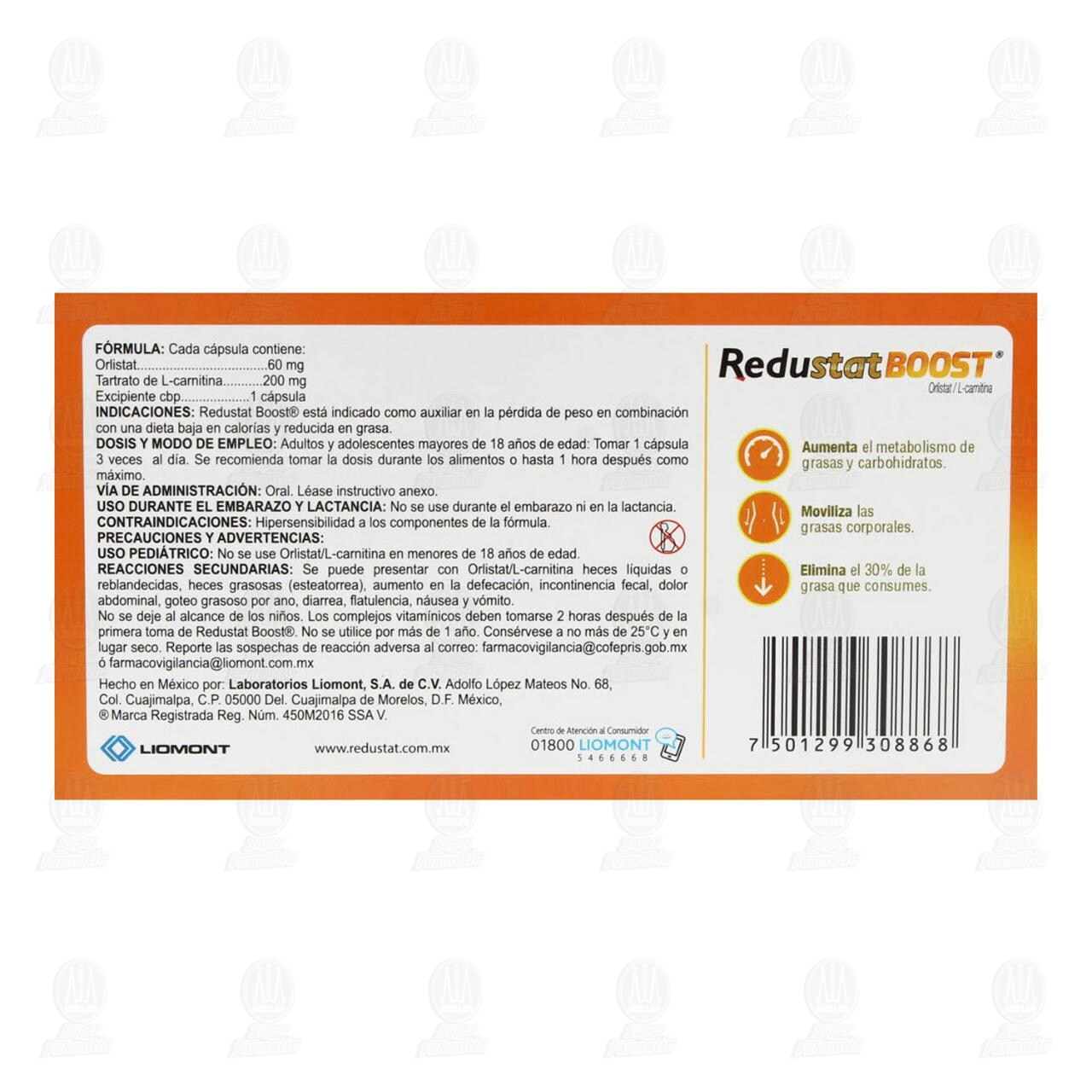 Redustat Boost 60mg/200mg, 21 Cápsulas. image number 2