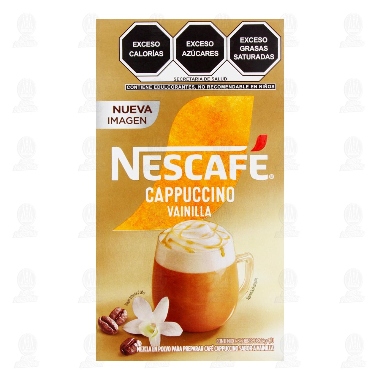 Caf&eacute; Nescaf&eacute; Cappuccino Vainilla Mezcla en Polvo, 6 Sobres de 22 gr c/u. image number 1