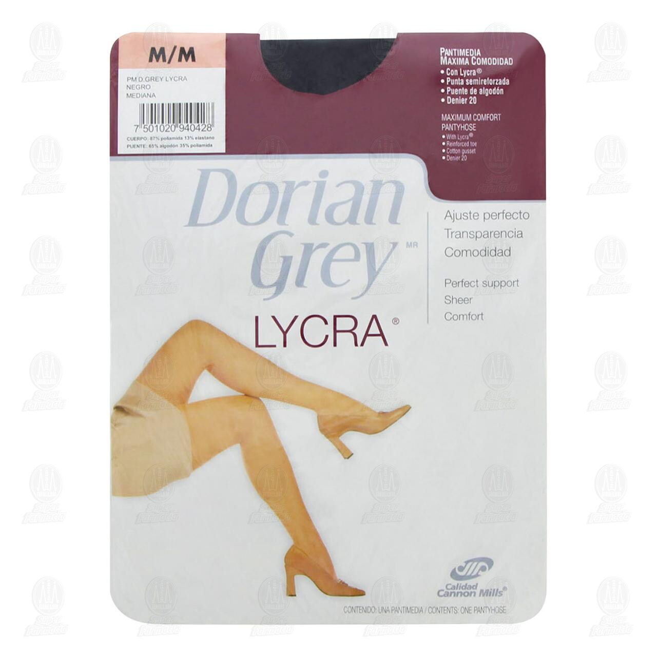 Pantimedia Dorian Grey Máxima Comodidad Negro M, 1 pz.