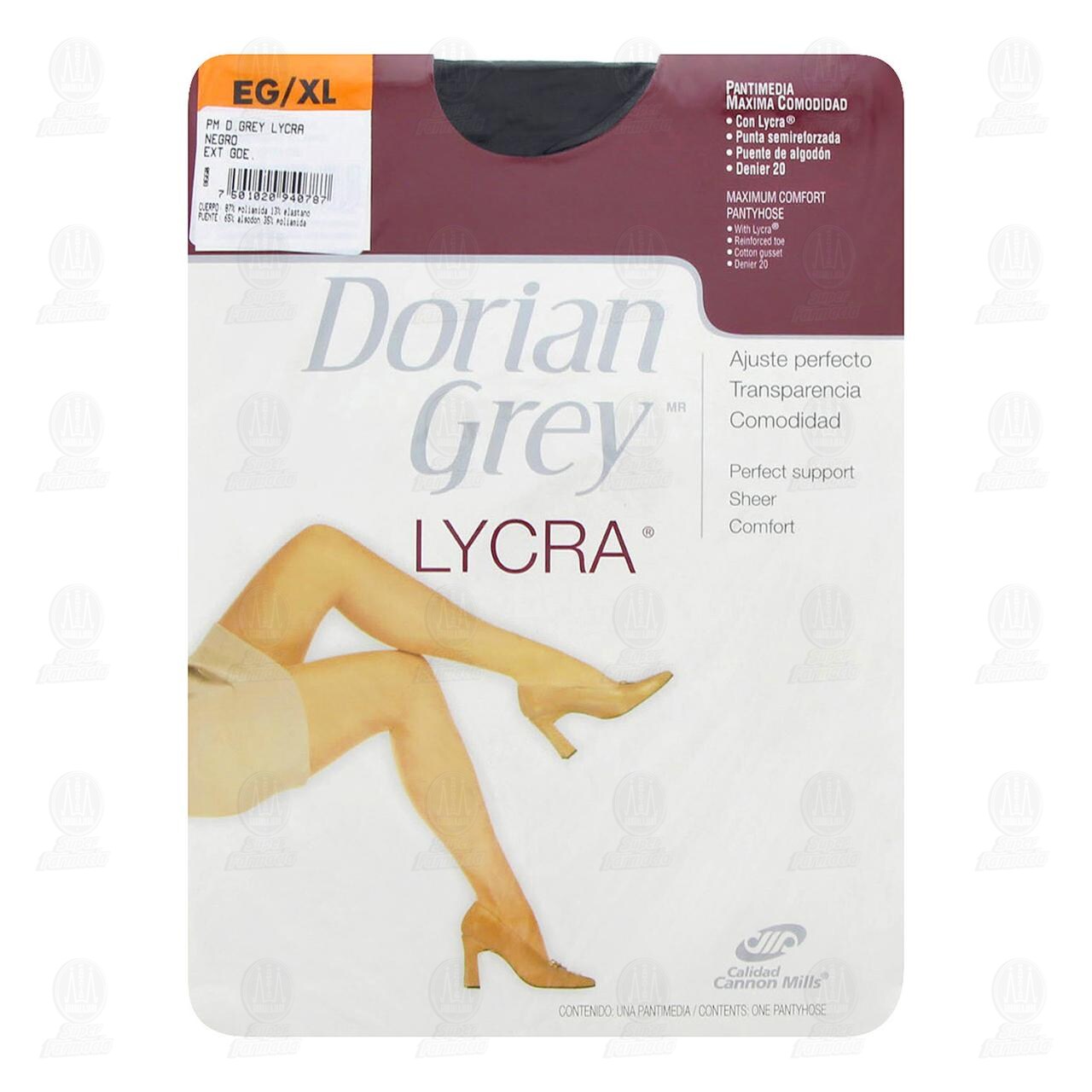 Pantimedia Dorian Grey Máxima Comodidad Negro EG, 1 pz.