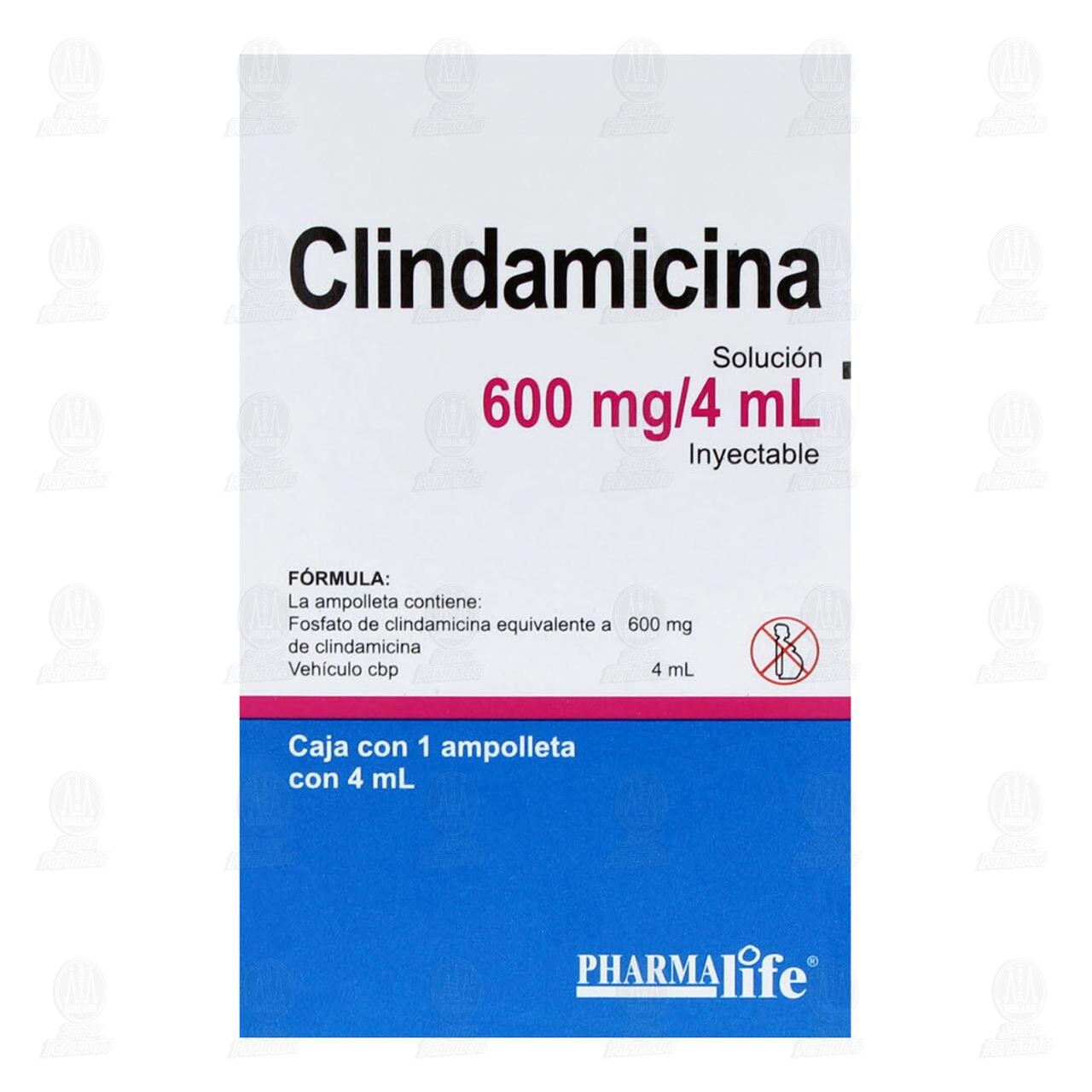 Clindamicina 600mg/4ml, 1 Ampolleta Pharmalife. image number 2