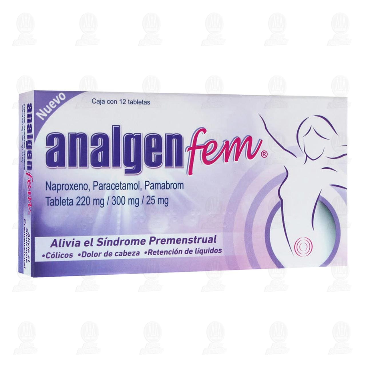 Analgen Fem 220mg/300mg/25mg, 12 Tabletas. image number 0
