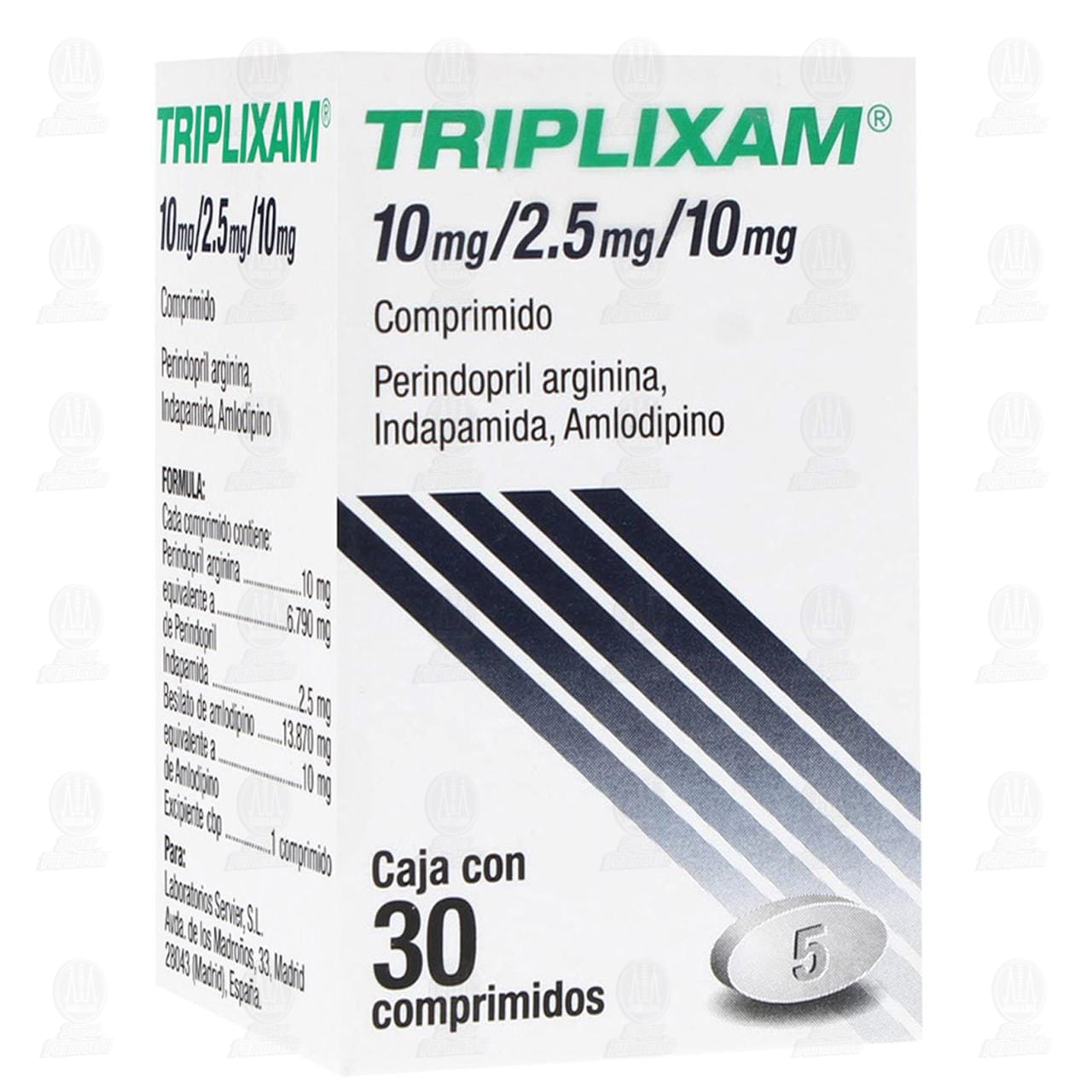 Imagen para Perindopril Arginina, Indapamida, Amlodipino Comprimido 10mg/ 2.5mg/ 10mg