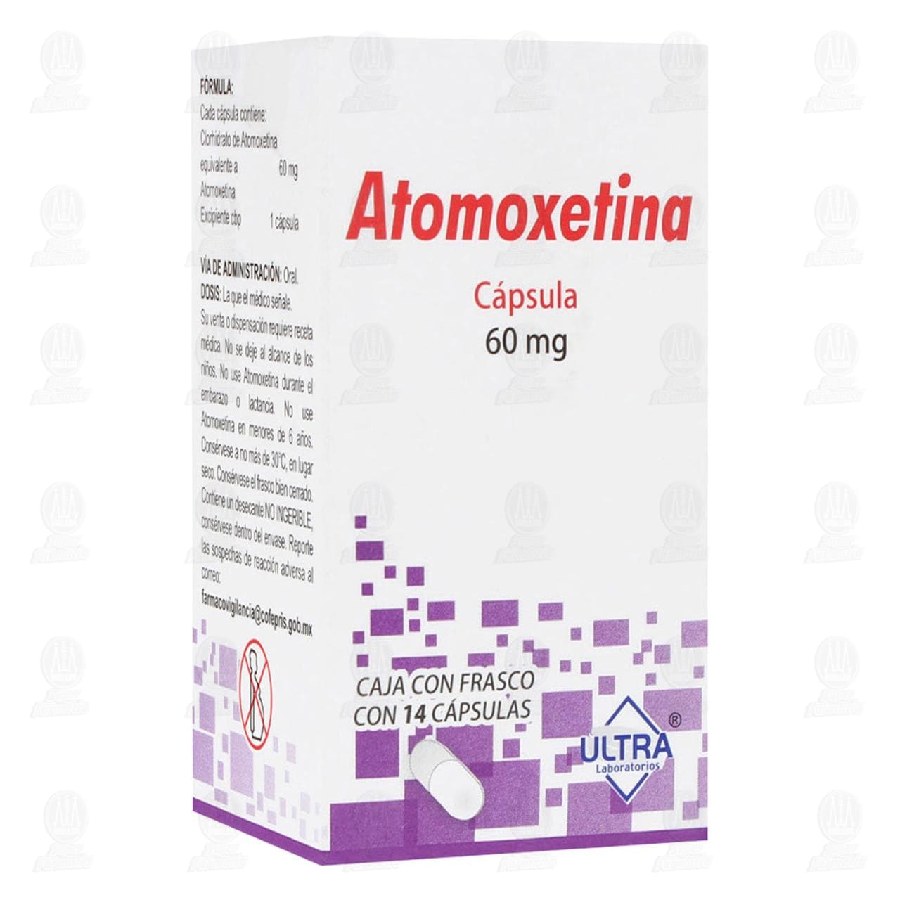 Imagen para Atomoxetina Cápsula 60mg Caja con Frasco con 14 Cápsulas