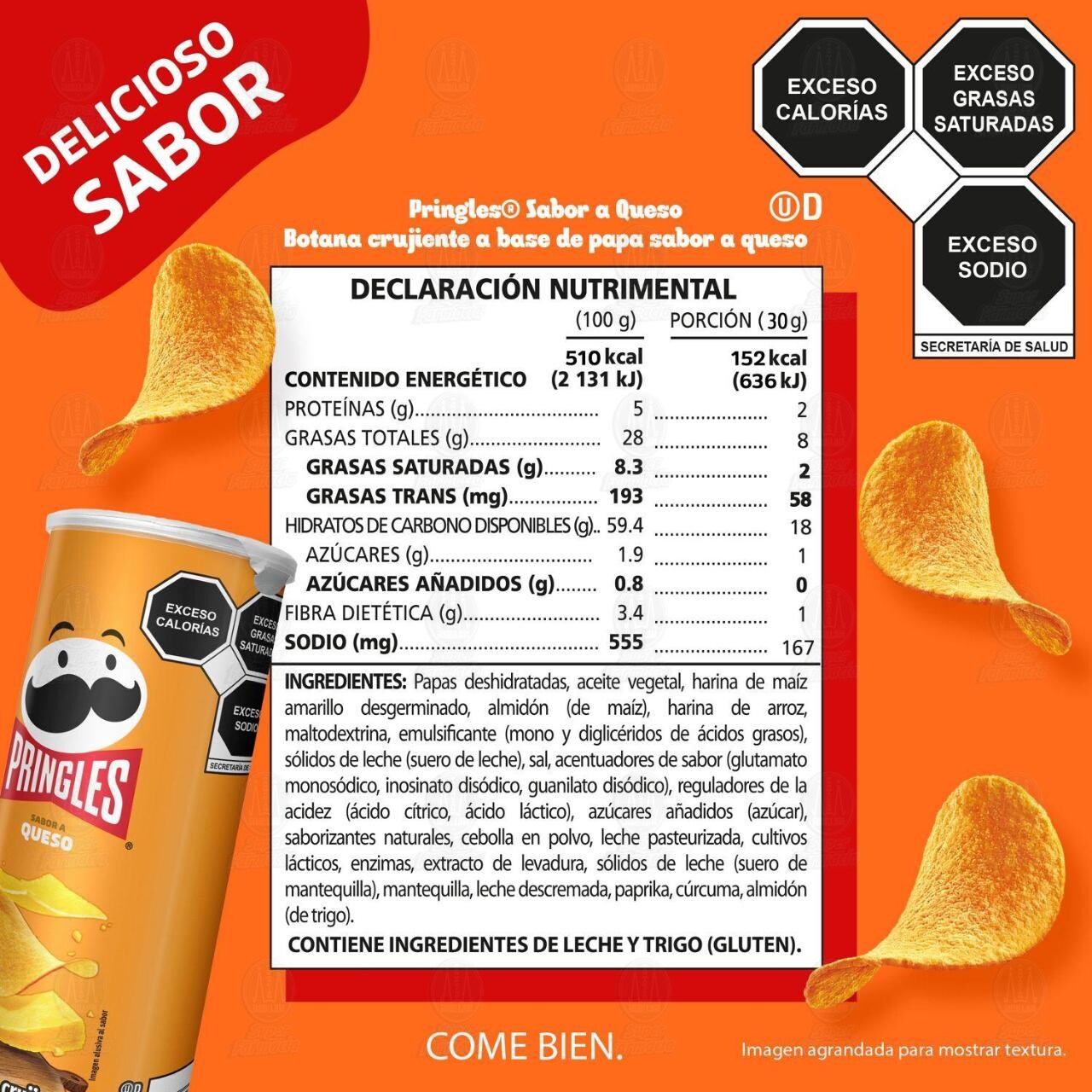 Papas Pringles Sabor Queso, 124 gr. image number 4