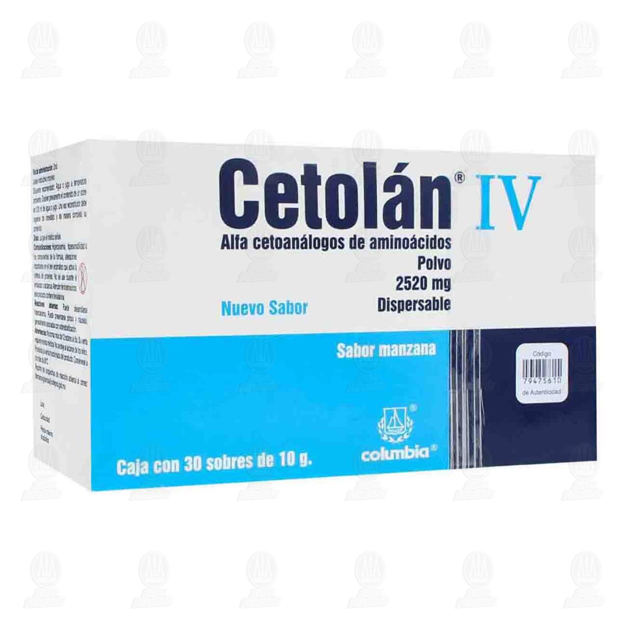 Imagen para Cetolán IV 2520 mg Sabor Manzana, 30 Sobres de 10 gr c/u.