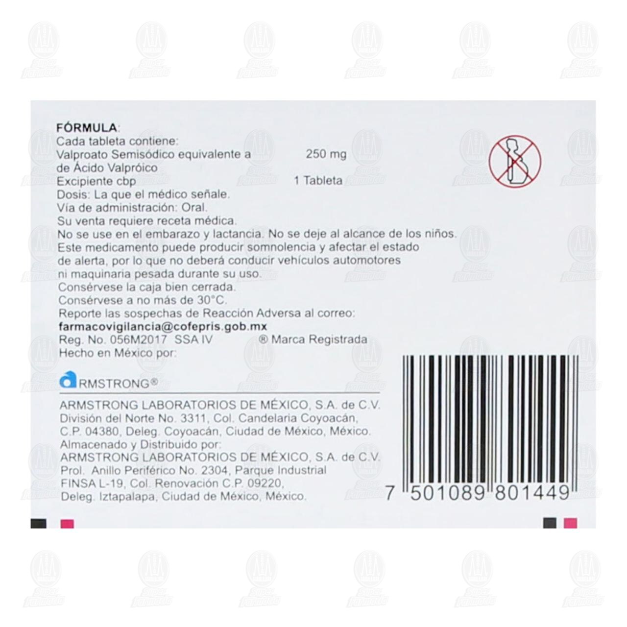 Valprosid 250 mg, 30 Tabletas. image number 2