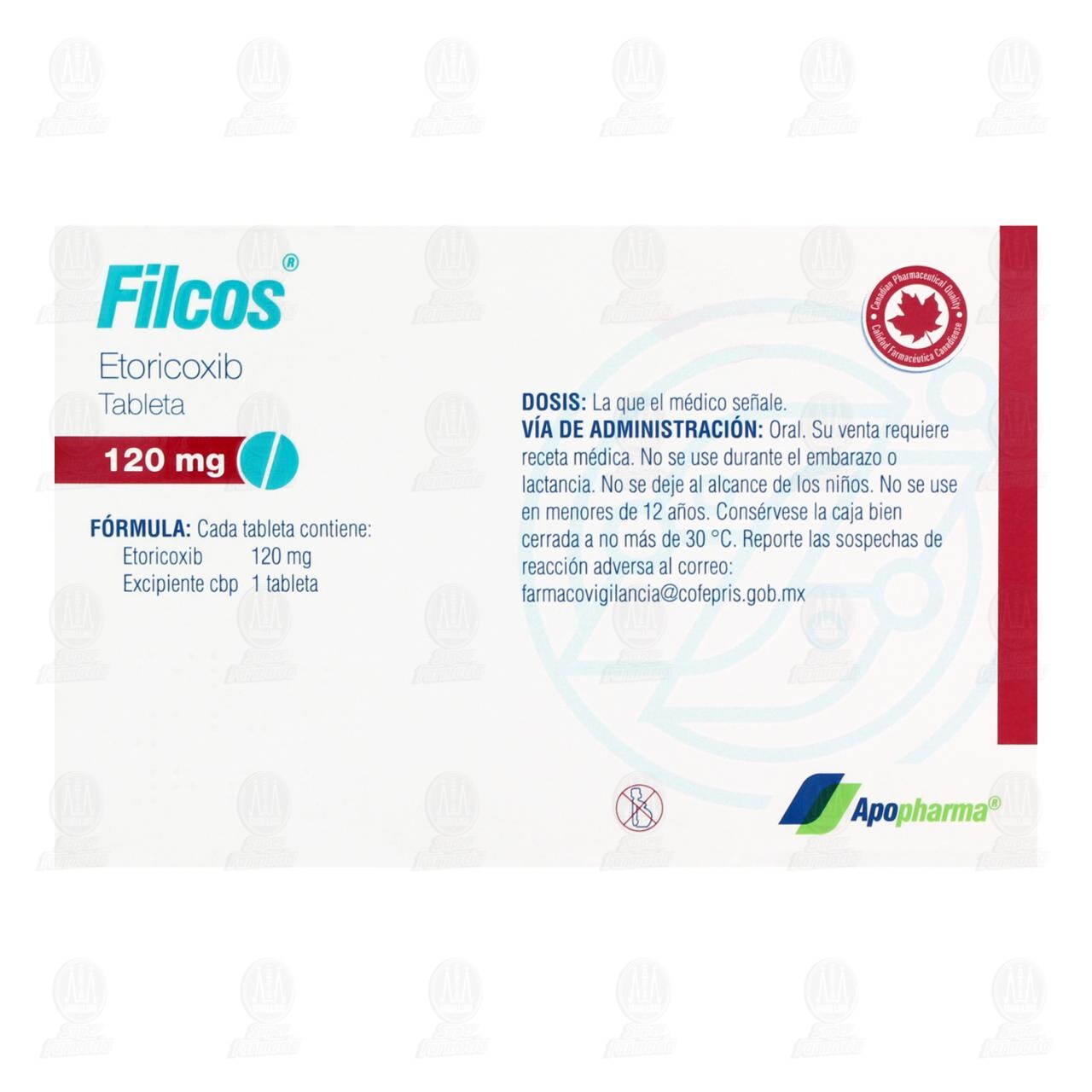 Filcos 120 mg, 7 Tabletas. image number 2