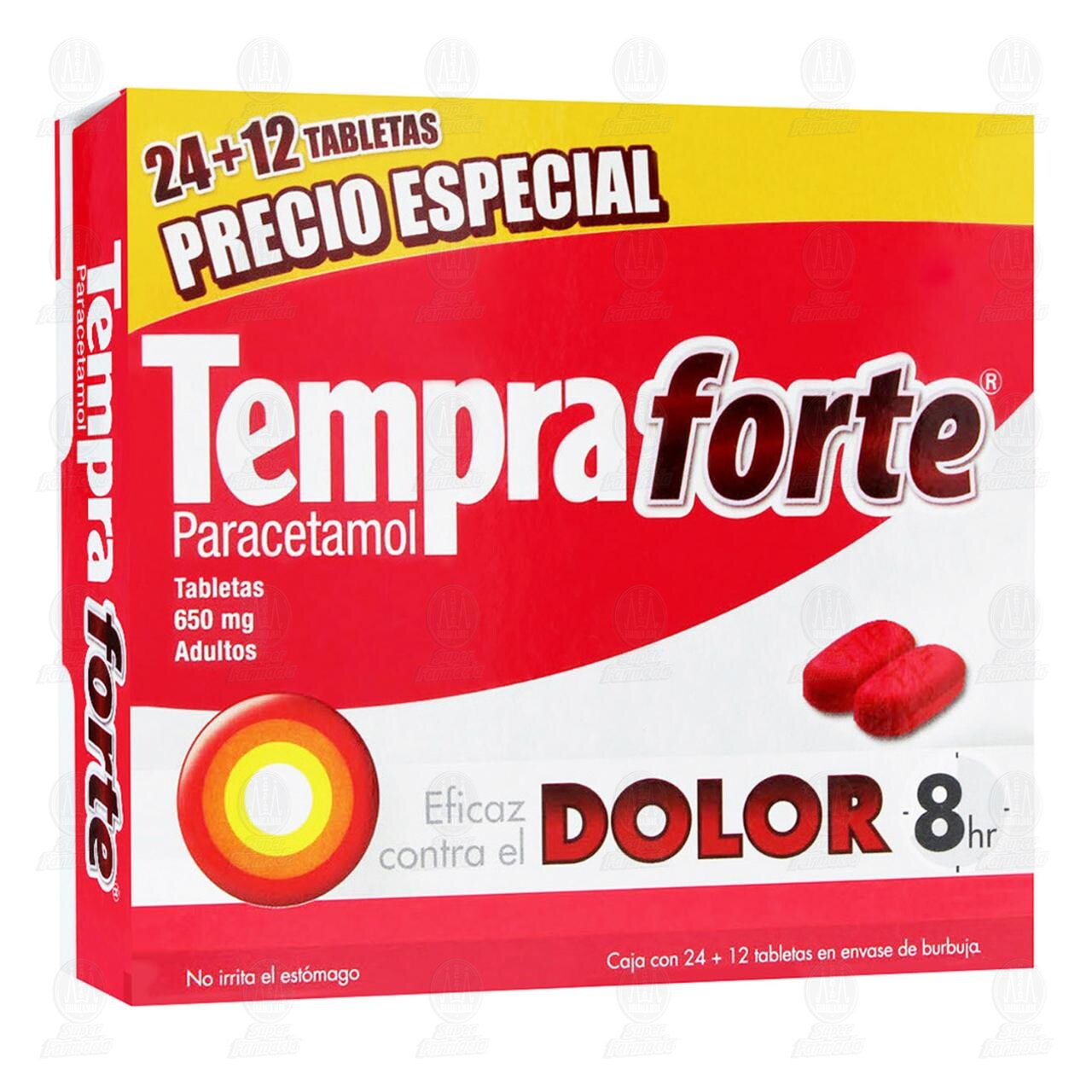 Tempra Forte 650 mg, 24+12 Tabletas. image number 0