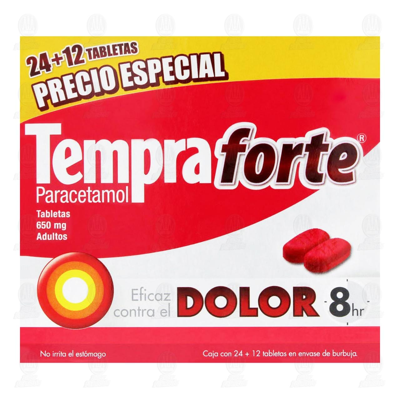 Tempra Forte 650 mg, 24+12 Tabletas. image number 1