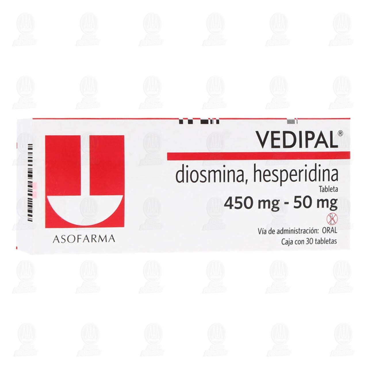 Vedipal 450mg/50mg, 30 Tabletas. image number 0