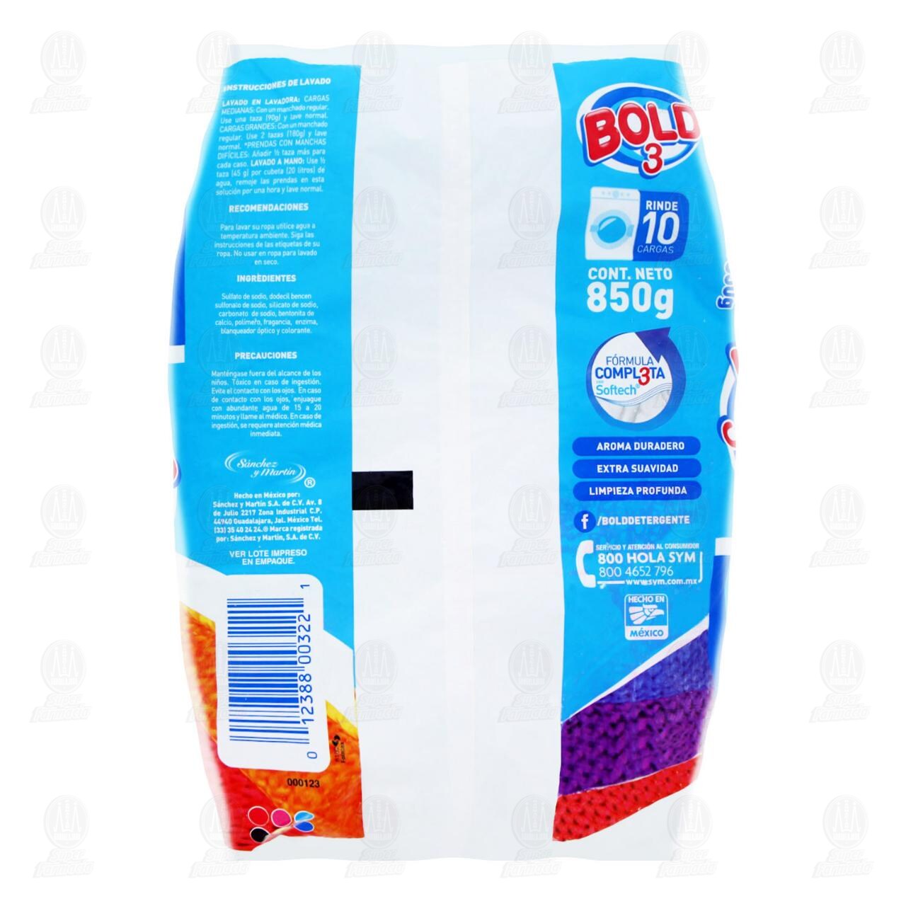 Detergente en Polvo Bold 3 Solecito de Primavera, 850 gr. image number 1