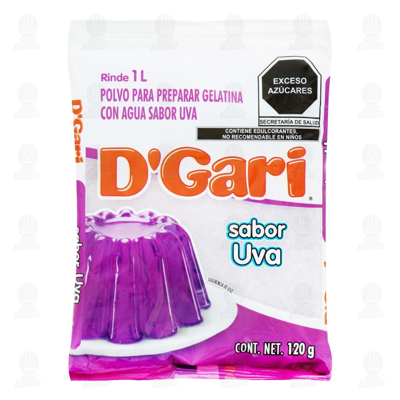 Polvo D'Gari para Preparar Gelatina Sabor Uva, 120 gr.