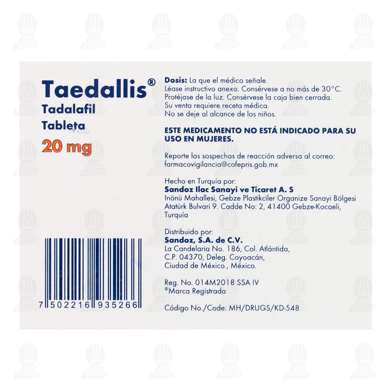 Taedallis 20 mg, 1 Tableta. image number 2