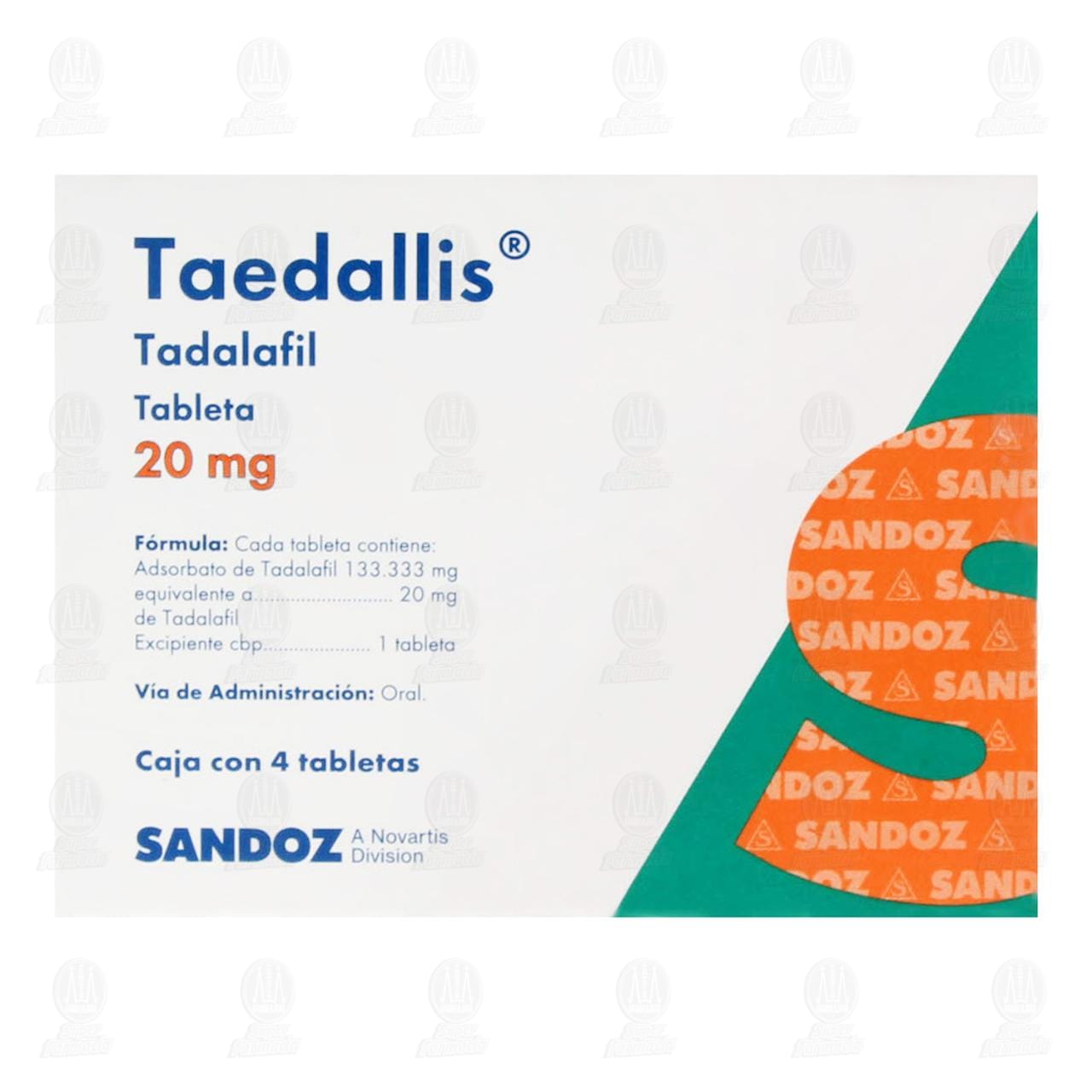 Taedallis 20 mg, 4 Tabletas. image number 1