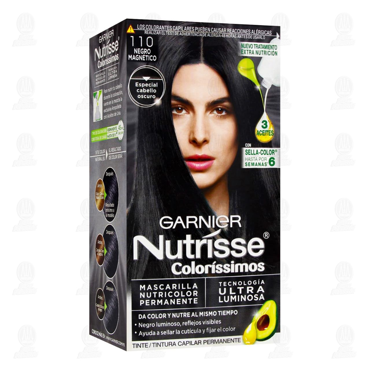 Tinte Garnier Nutrisse Color&iacute;ssimos Color Negro Magn&eacute;tico (110), 1 pz.