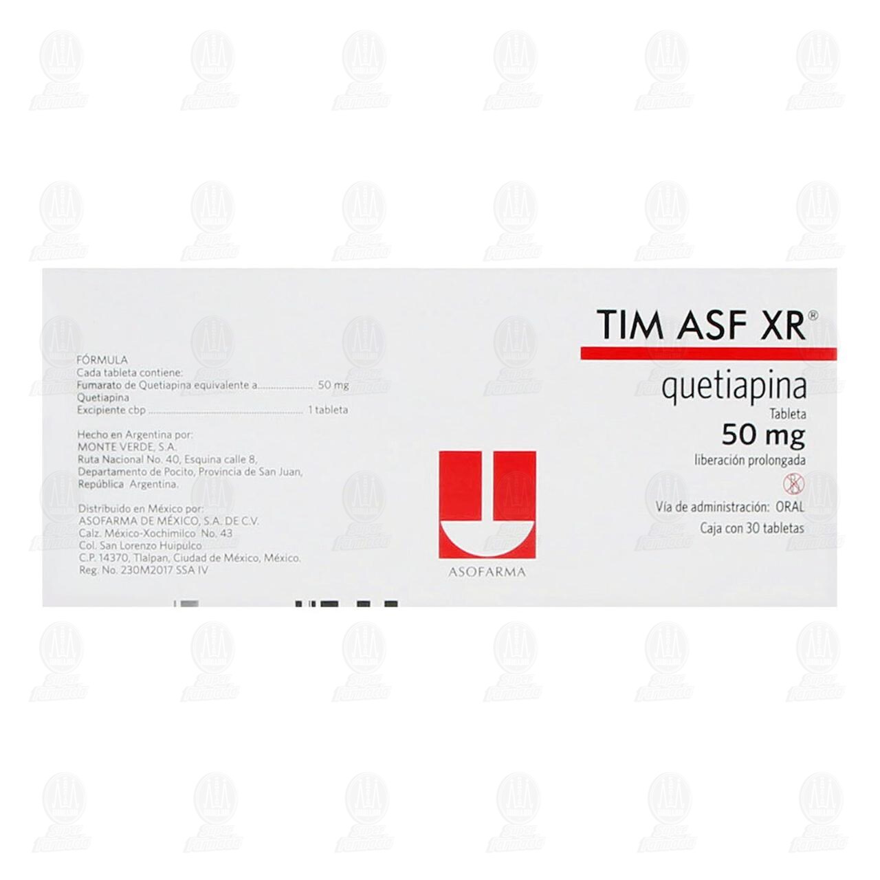 Tim ASF XR 50 mg, 30 Tabletas. image number 2