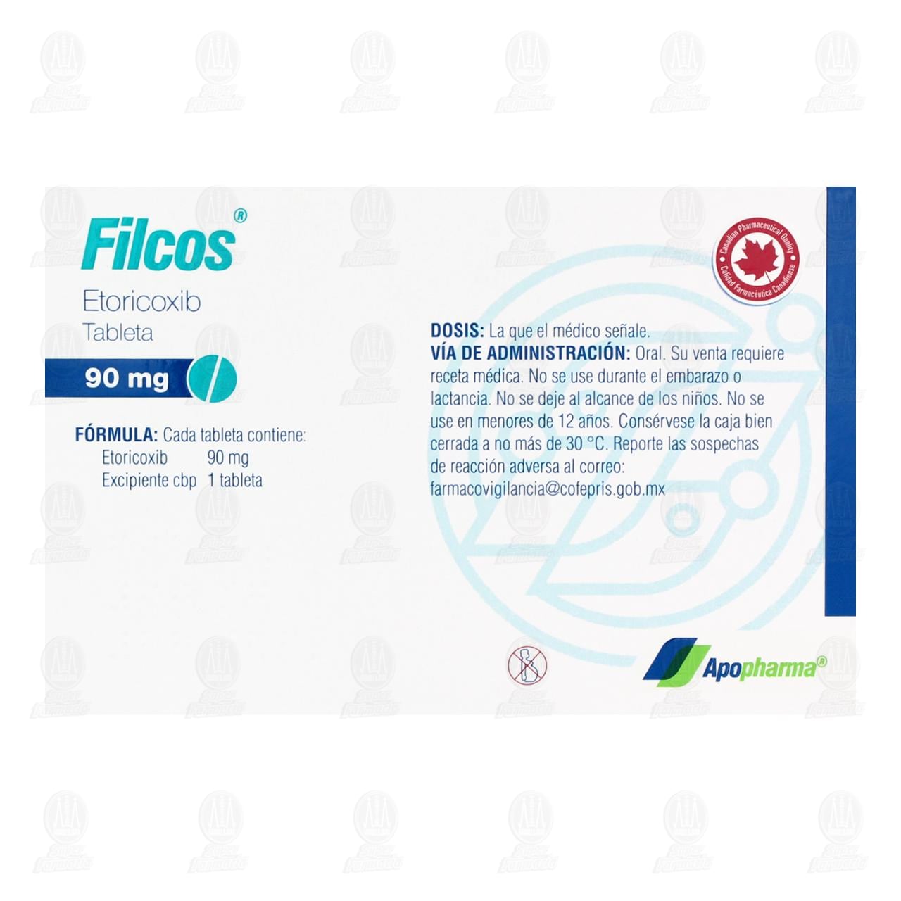 Filcos 90 mg, 28 Tabletas. image number 2