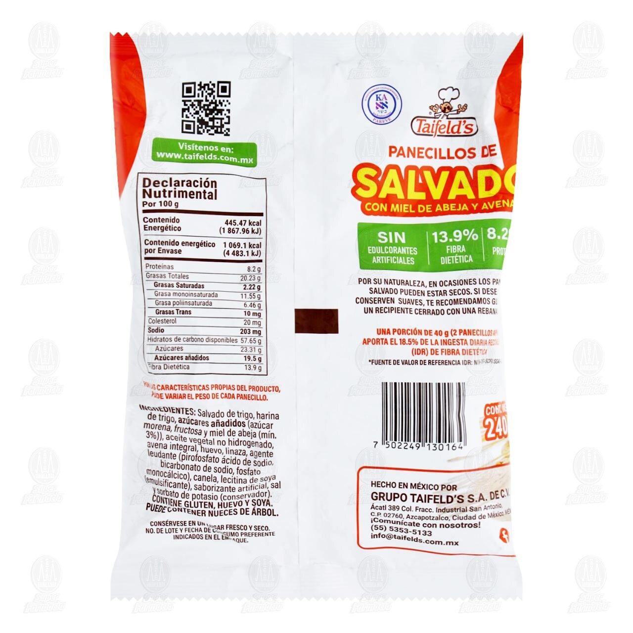 Panecillos de Salvado Taifeld's con Miel de Abejas y Avena, 240 gr. image number 1