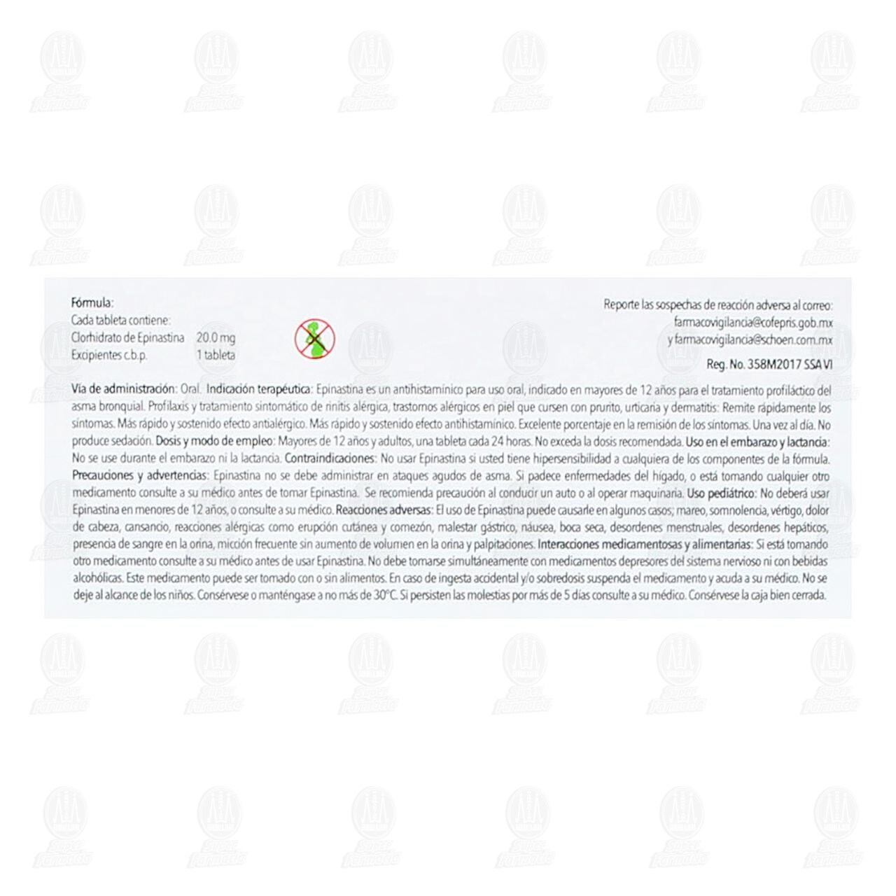 Epinastina 20 mg, 10 Tabletas. image number 2