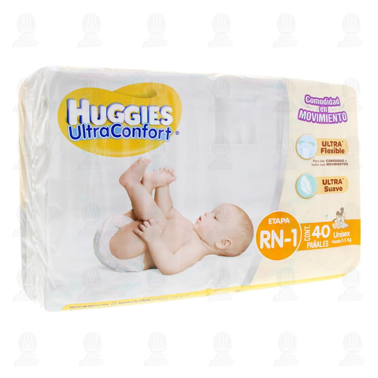 Pañales para Bebé Huggies UltraConfort Unisex Etapa RN, 40 pzas.