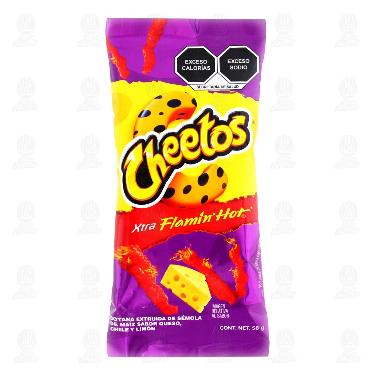 Botana Cheetos Xtra Flamin Hot Sabor Queso, Chile y Lim&oacute;n, 58 gr.