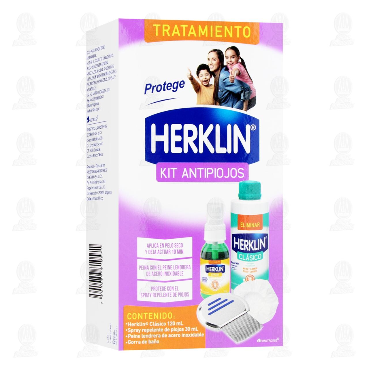 Herklin Kit Antipiojos Shampoo Clásico, Spray Repelente, Peine Lendrera y Gorra de Baño.