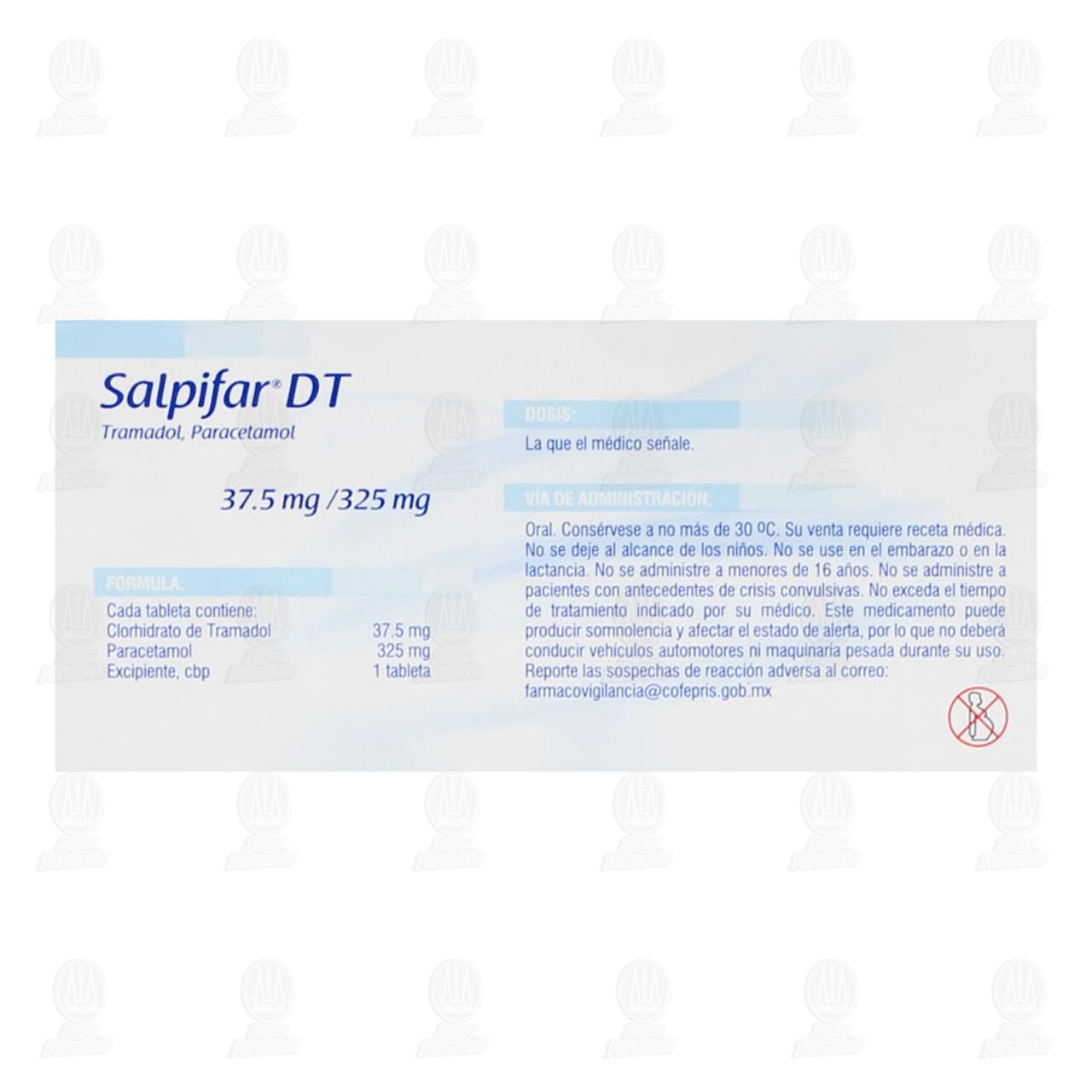 Salpifar DT 37.5/325mg, 40 Tabletas. image number 2
