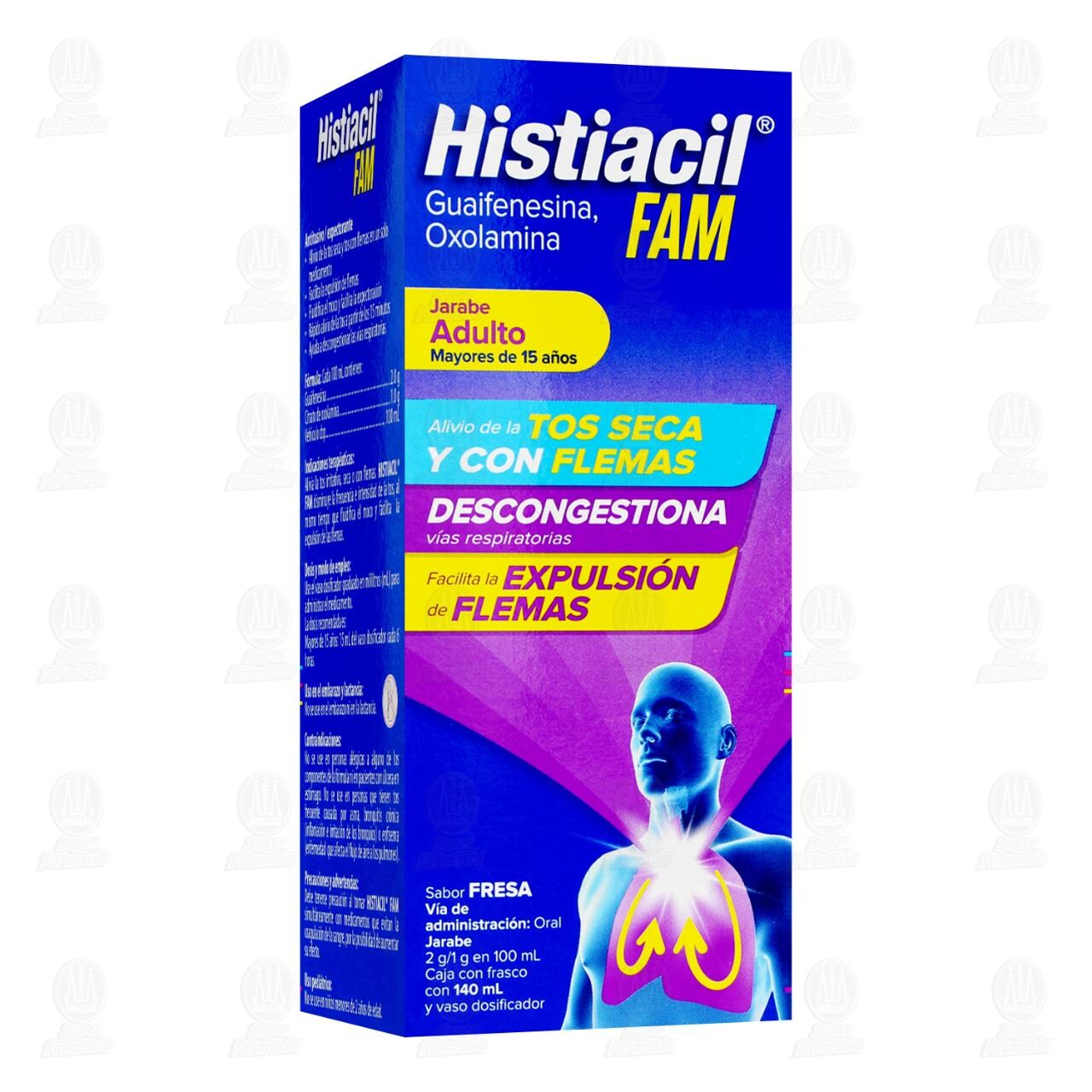 Histiacil FAM Jarabe Adulto para la Tos Seca y con Flemas Sabor Fresa, 140 ml. image number 0