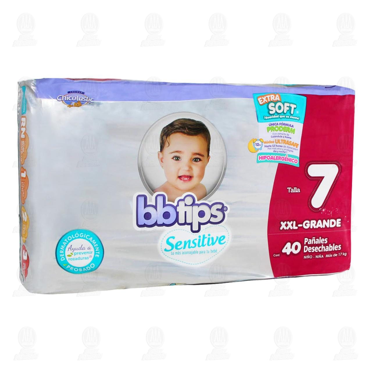 Pañal Bbtips Sensitive Talla 7 XXL Grande, 40 Pañales.