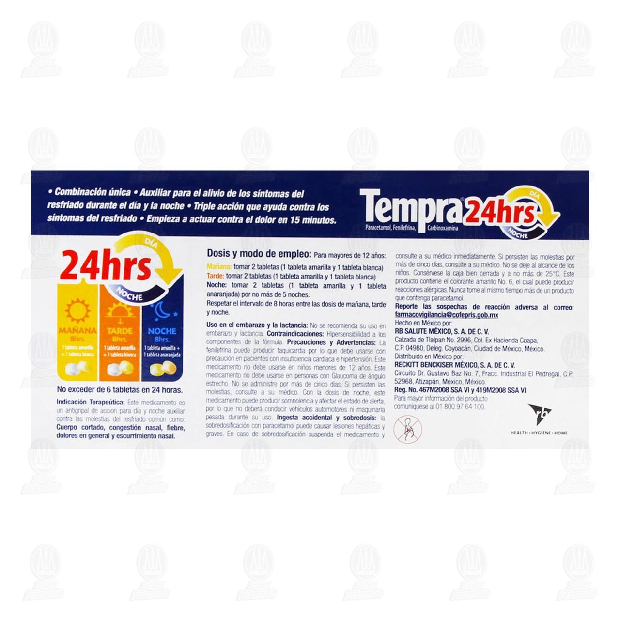 Tempra 24hrs Gripa y Resfriado, 24 Tabletas. image number 2