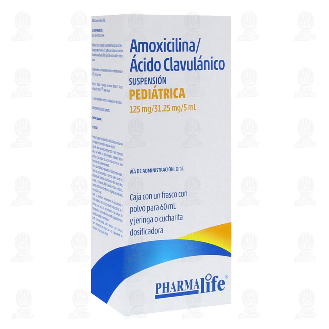 Amoxicilina, &Aacute;cido Clavul&aacute;nico 125mg/31.25mg/5ml, Suspensi&oacute;n Pedi&aacute;trica 60ml Pharmalife. image number 0