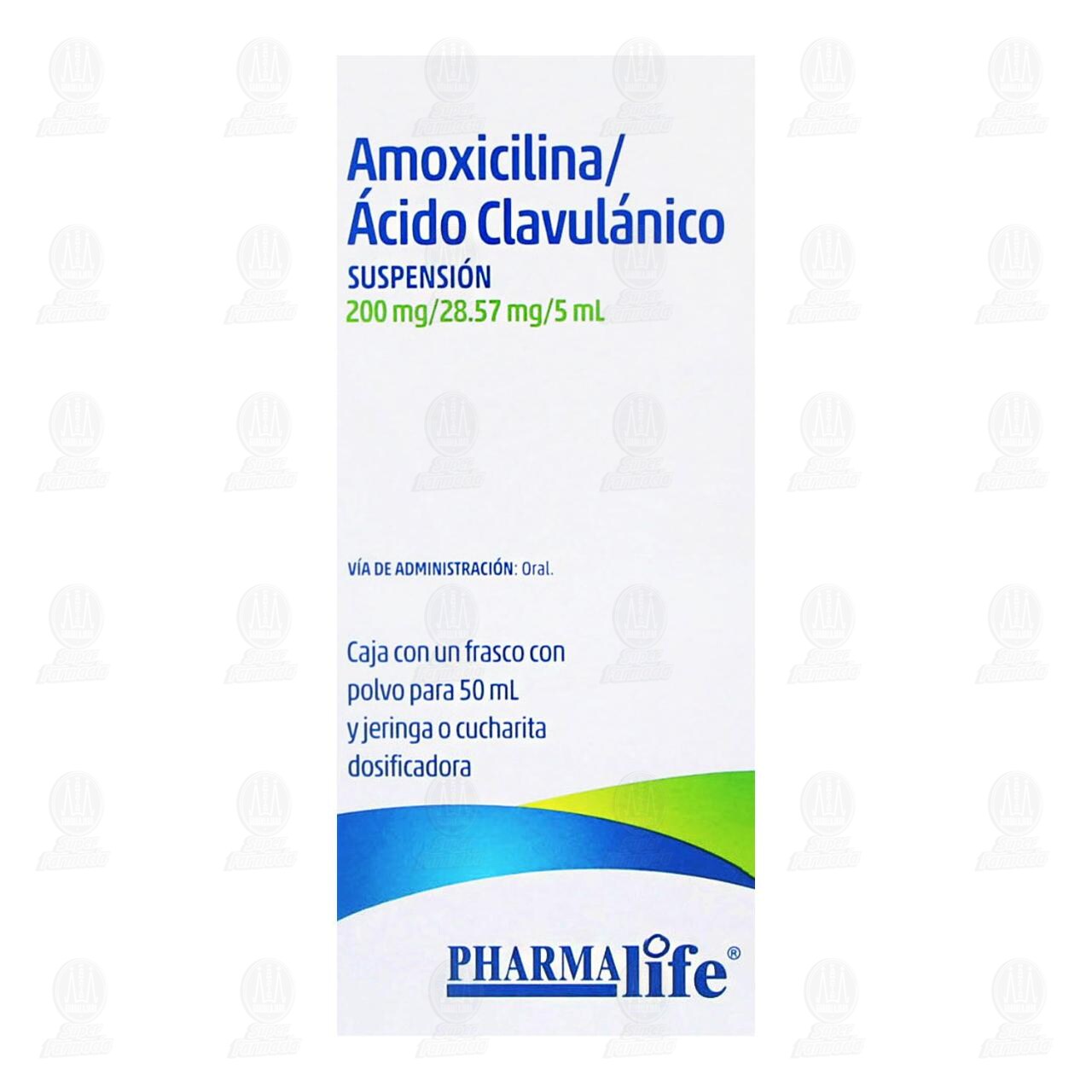 Amoxicilina, &Aacute;cido Clavul&aacute;nico 200mg/28.57mg/5ml, Suspensi&oacute;n 50 ml Pharmalife. image number 1