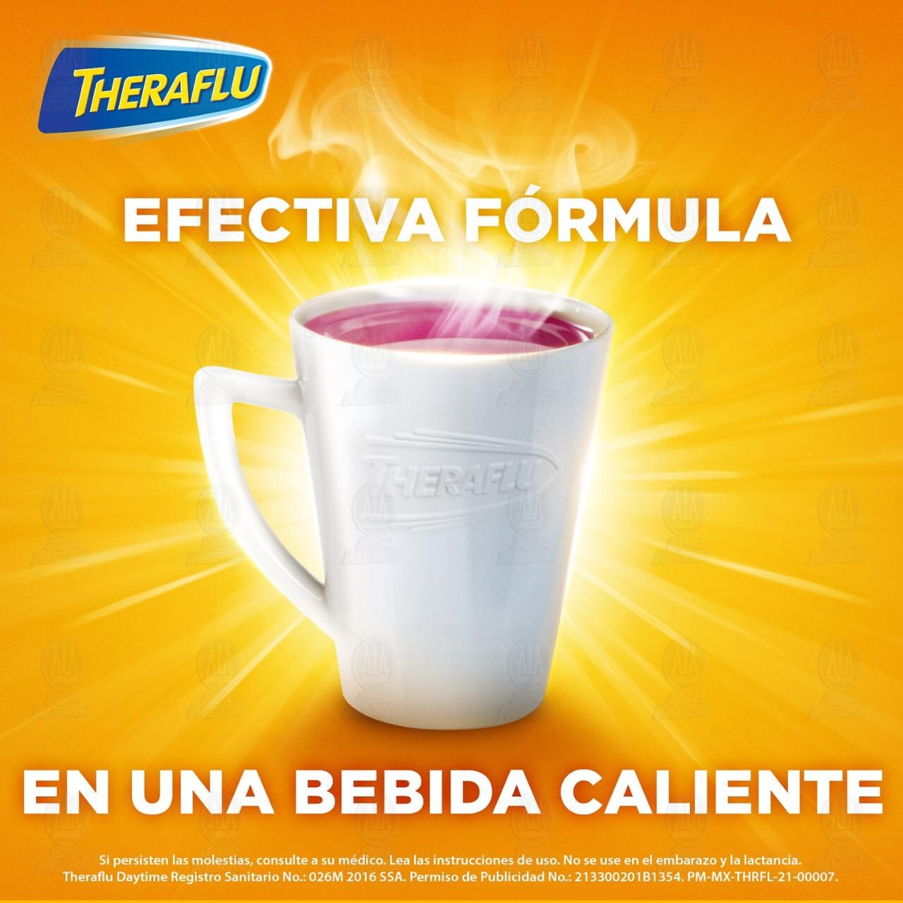 Theraflu D&iacute;a T&eacute; Antigripal Resfriado Severo y Tos, 6 Sobres. image number 3