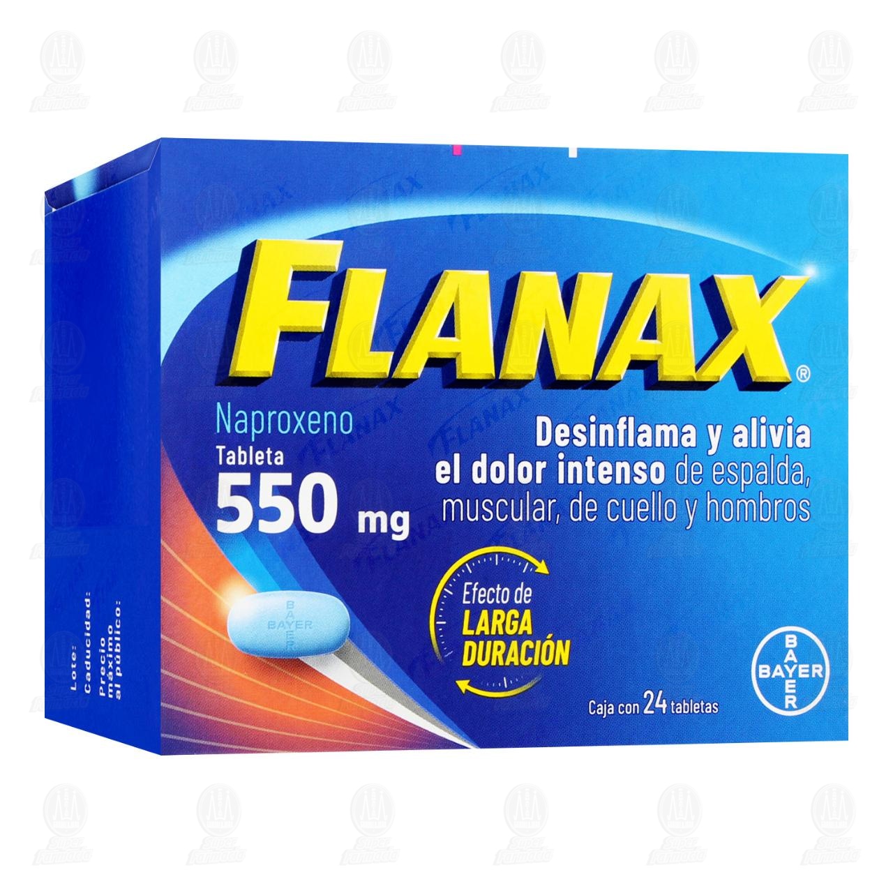 Flanax 550 mg Analg&eacute;sico, 24 Tabletas. image number 0