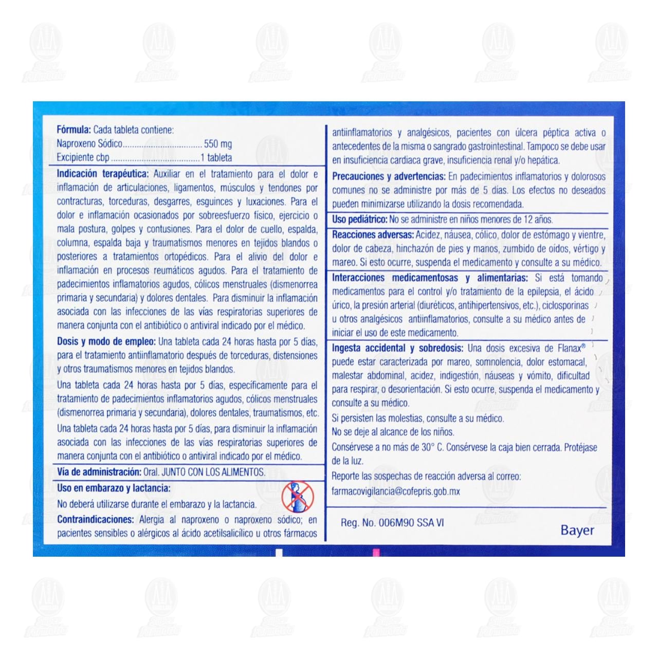 Flanax 550 mg Analg&eacute;sico, 24 Tabletas. image number 2