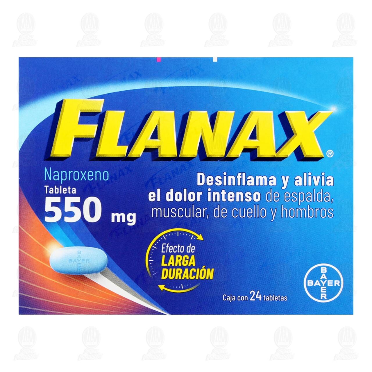 Flanax 550 mg Analg&eacute;sico, 24 Tabletas. image number 1