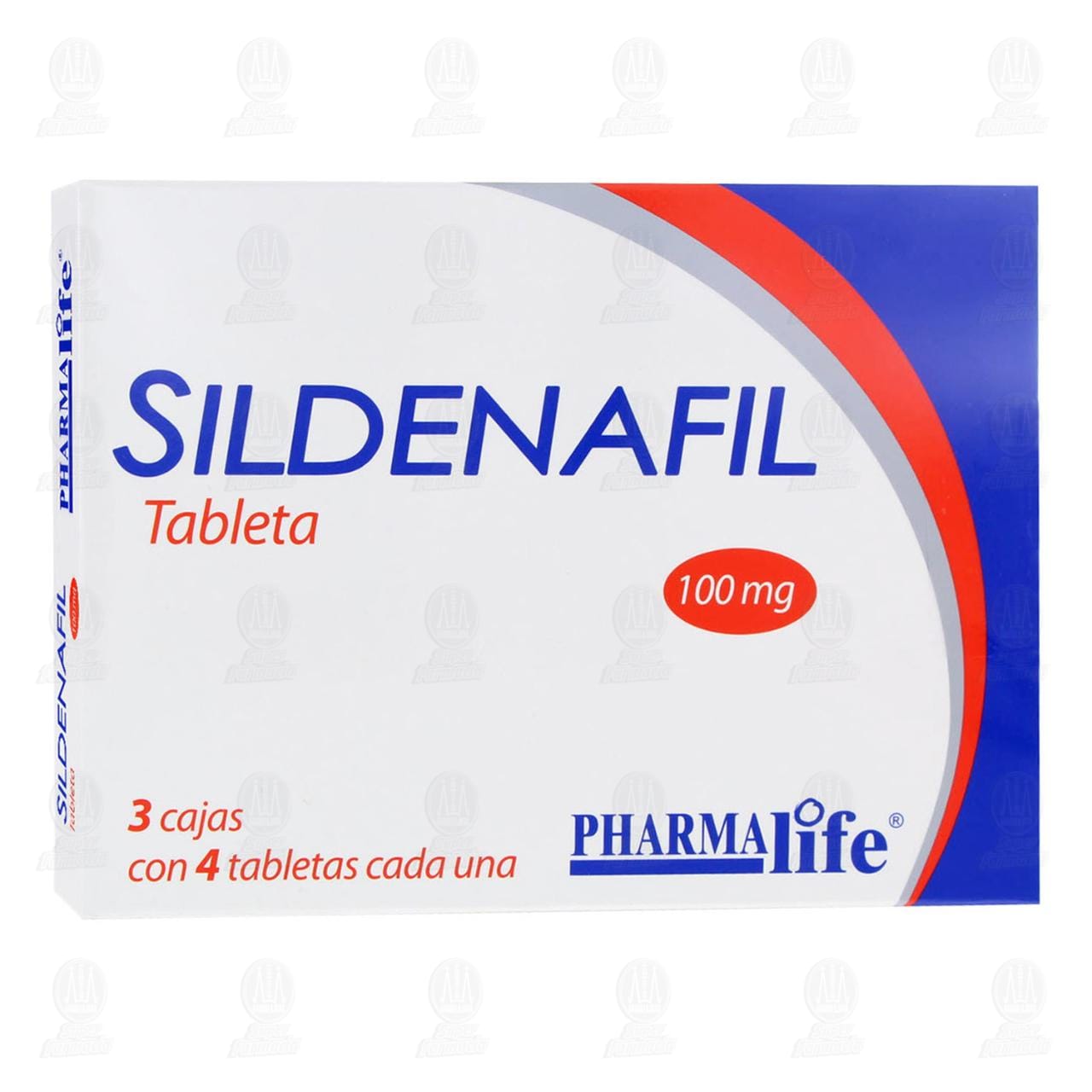 Pack Sildenafil 100 mg, 3 Cajas con 4 Tabletas c/u Pharmalife.