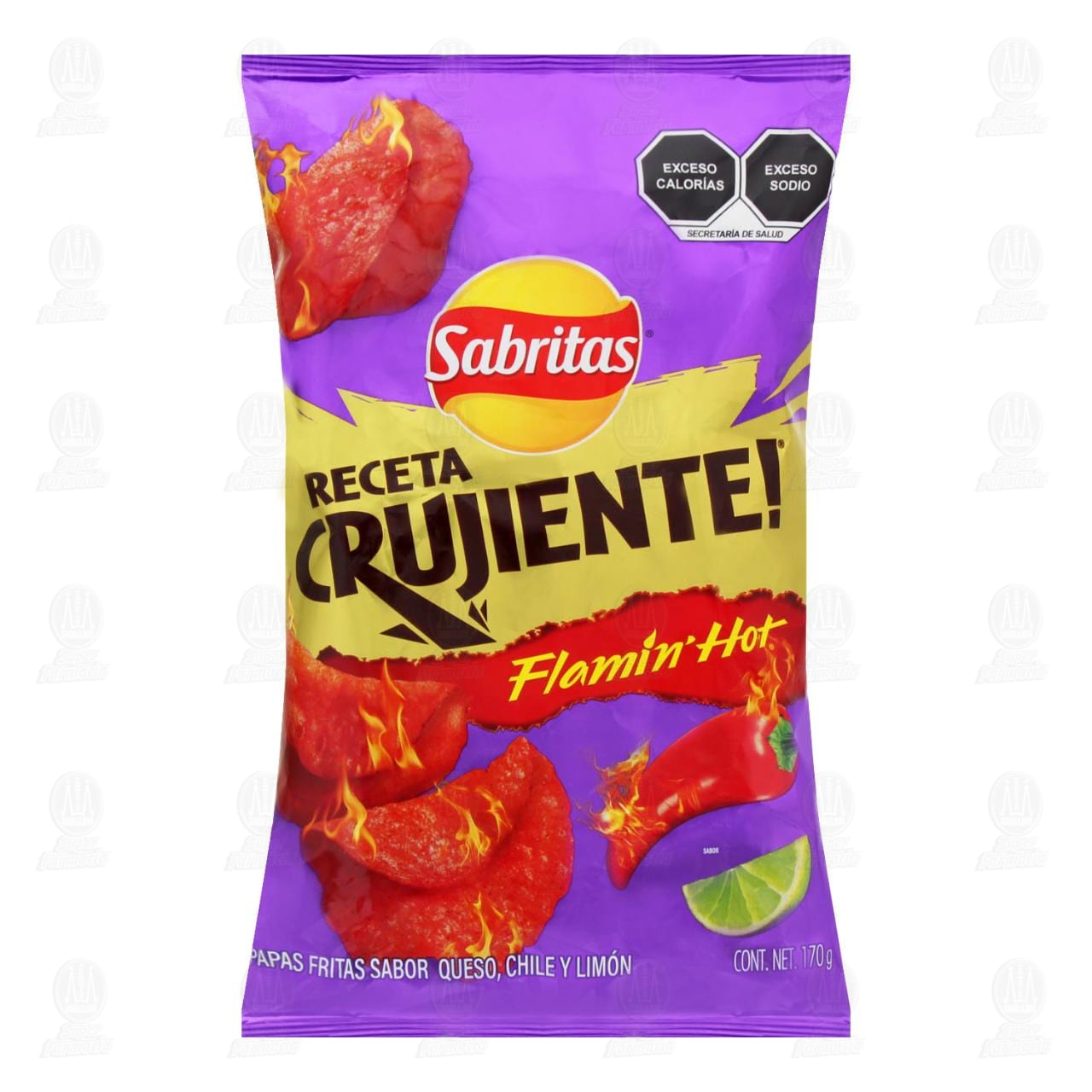 Papas Sabritas Receta Crujiente Flamin' Hot, 170 gr.