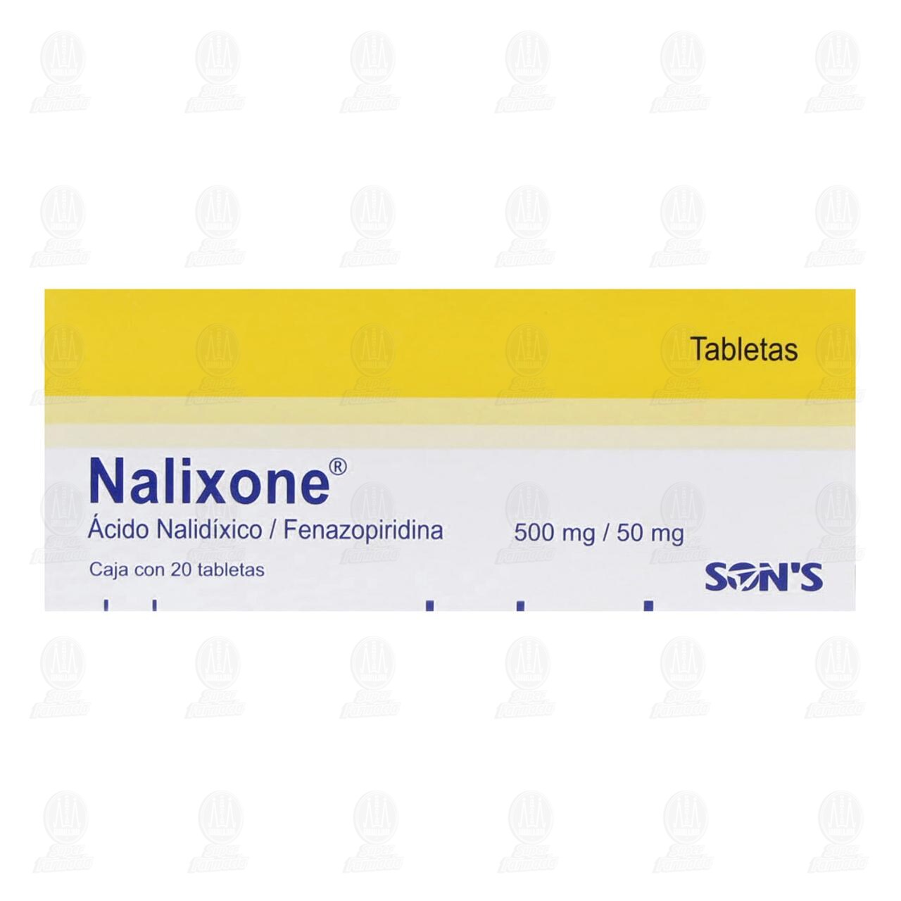 Nalixone 500mg/50mg, 20 Tabletas. image number 1