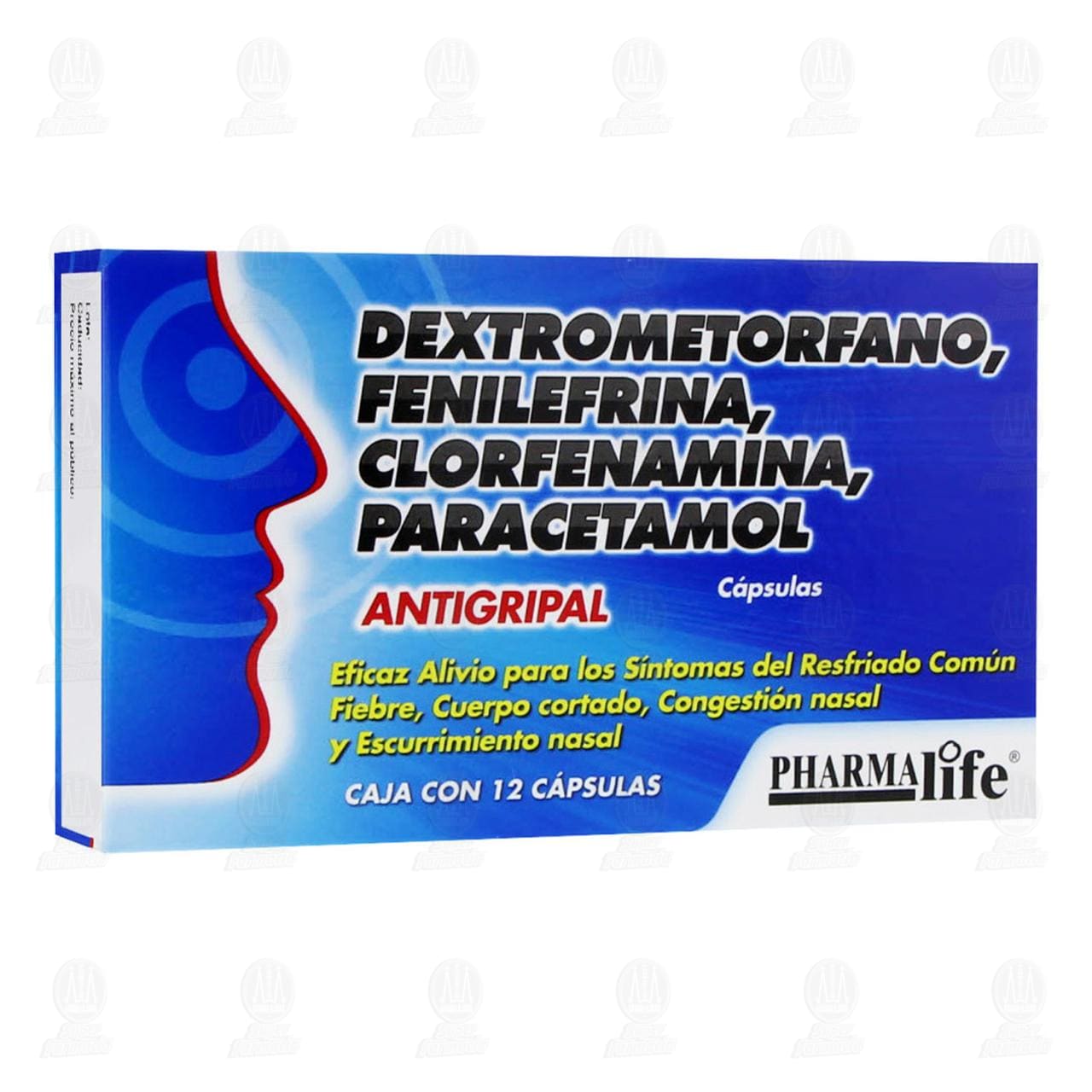 Dextrometorfano, Fenilefrina, Clorfenamina, Paracetamol 12 C&aacute;psulas Pharmalife. image number 0