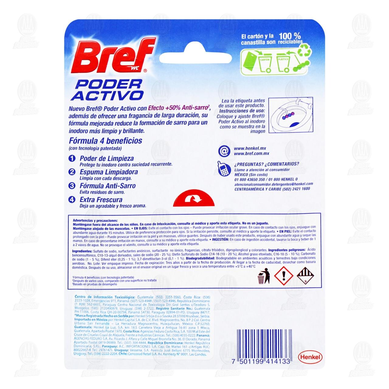 Canastilla Limpiadora y Aromatizante Bref Poder Activo Lavanda para Inodoro, 50 gr. image number 1