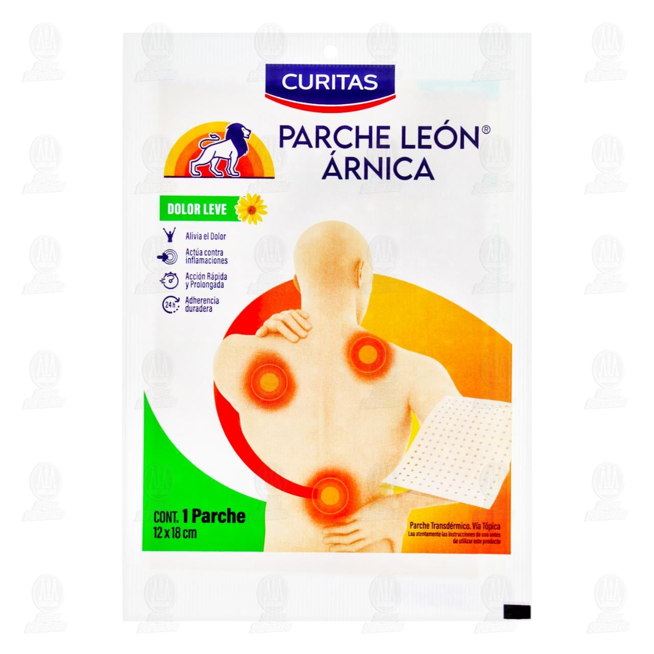 Parche Curitas Le&oacute;n &Aacute;rnica 12cm x 18cm, 1 pz.
