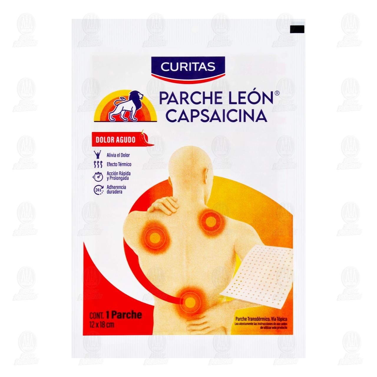 Parche Curitas Le&oacute;n Capsaicina 12 cm x 18 cm, 1 pz.