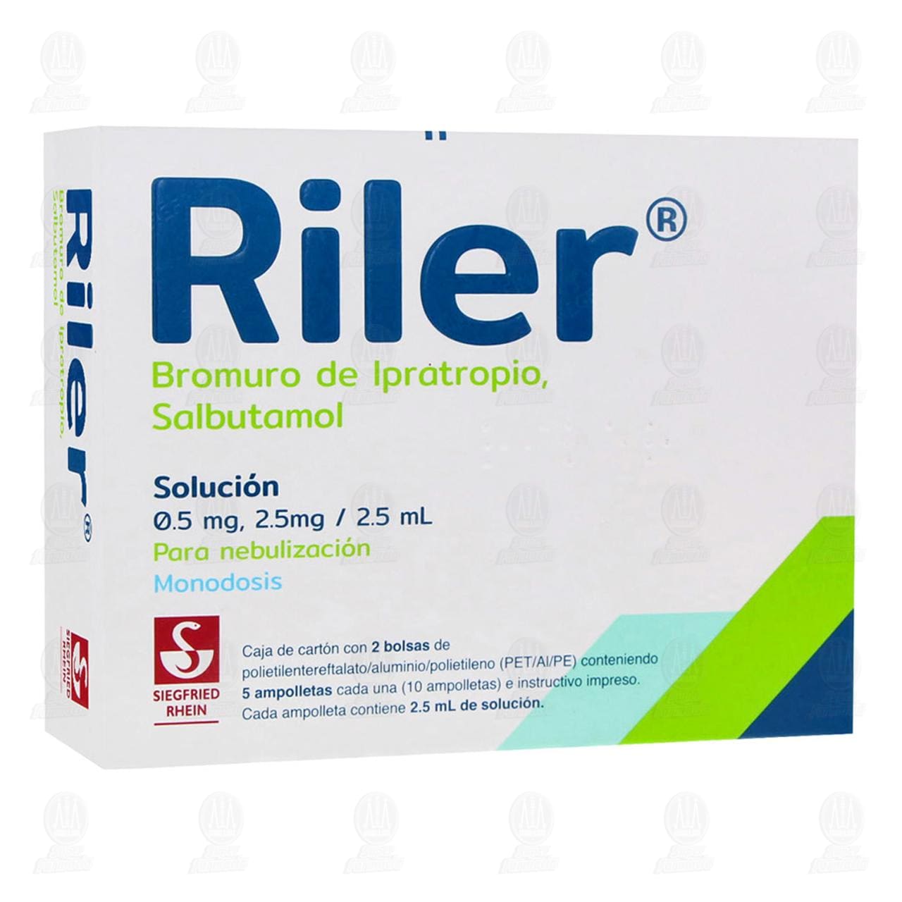 Riler 0.5mg/2.5mg/2.5ml Solución para Nebulización Monodosis, 2 Bolsas 5 Ampolletas C/U. image number 0