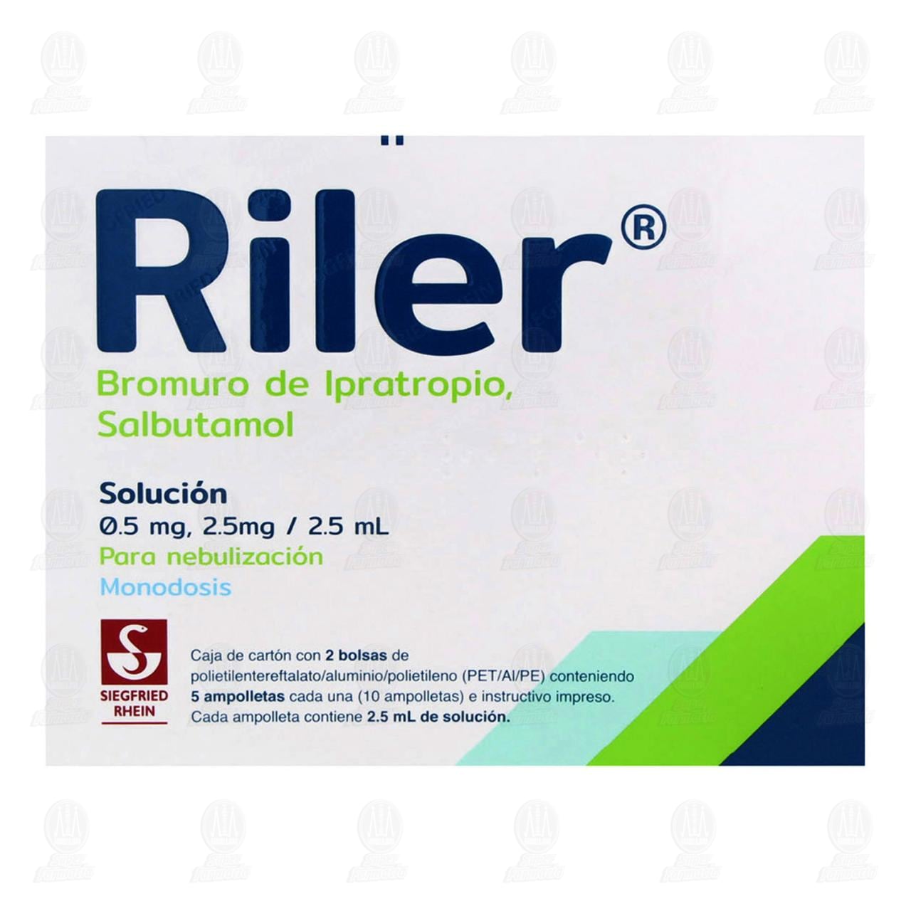 Riler 0.5mg/2.5mg/2.5ml Solución para Nebulización Monodosis, 2 Bolsas 5 Ampolletas C/U. image number 1