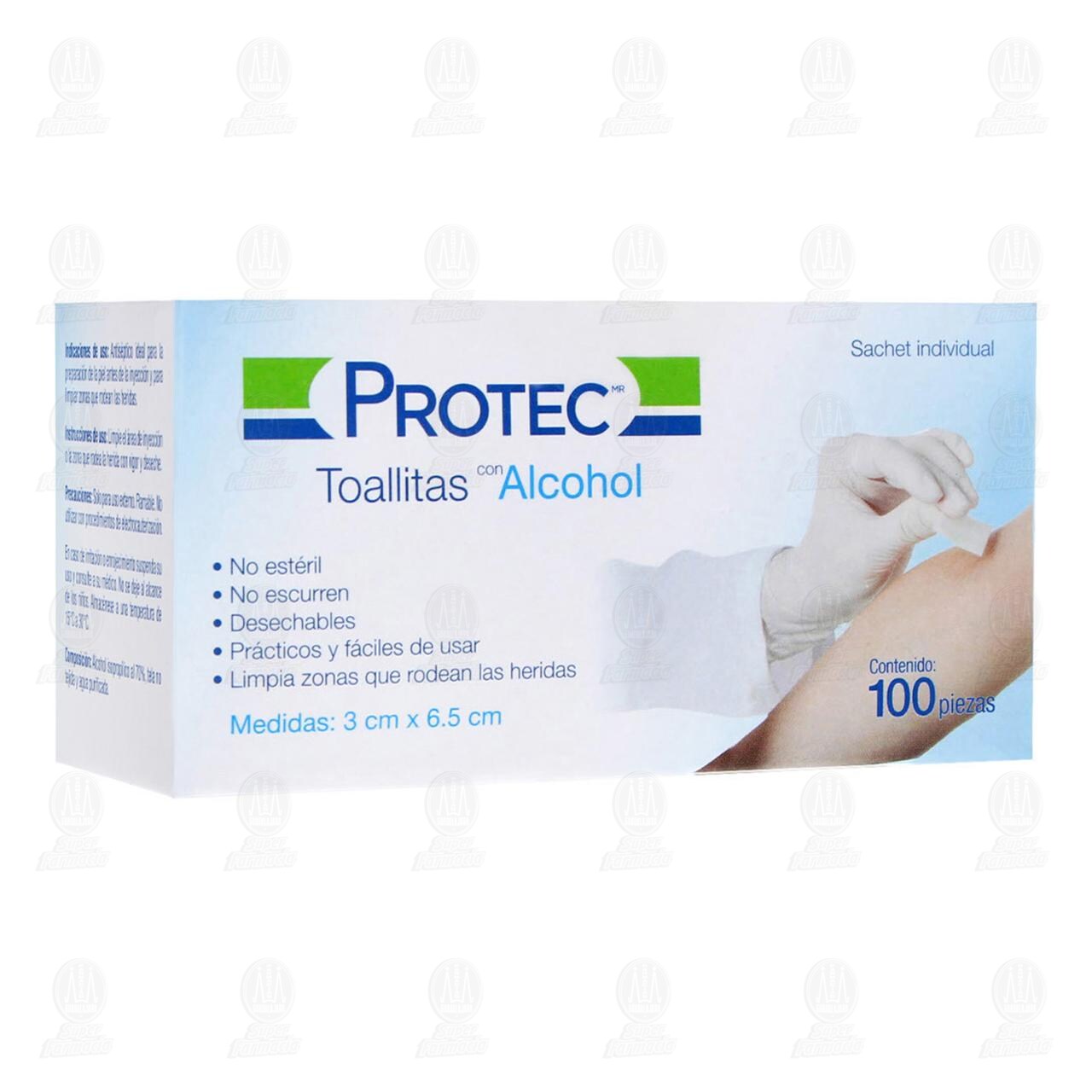 Toallitas con Alcohol Protec,  100 pzas.