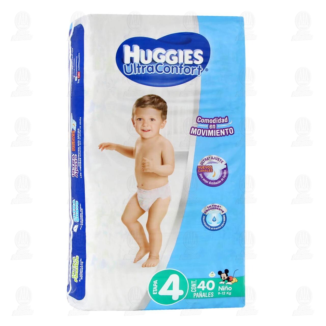 Pañales para Bebé Huggies UltraConfort Etapa 4 Niño, 40 pzas.